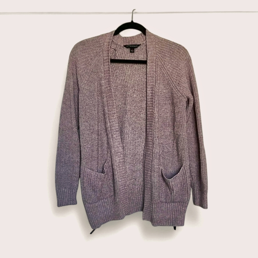 Rock & Republic Cardigan Sweater w Zipper Details / Mauve / Size Med / GUC